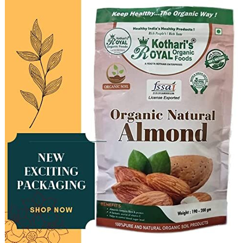 Kotharis Royal Organic Almond Pack Of 2 398 Gm Combo Offers Pack Of 5 Also
