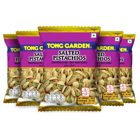 Tong Garden Imported 30Gm Salted Pistachios | Pista Dry Fruit | Delicious & Nutritious | Rich In Dietary Fiber & Protein (Pack Of 5)
