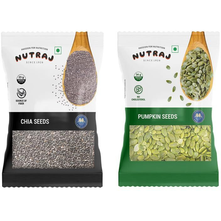 Nutraj Seeds Combo 200G | Pumpkin & Chia Seeds 100G Each | Seeds For Eating | Seed Cycling | Seed Cycling Seeds Combo