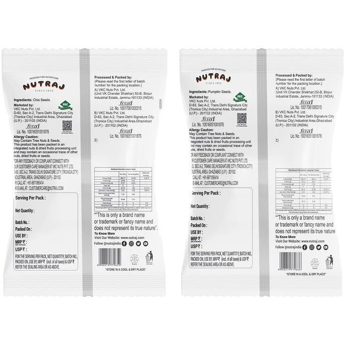Nutraj Seeds Combo 200G | Pumpkin & Chia Seeds 100G Each | Seeds For Eating | Seed Cycling | Seed Cycling Seeds Combo