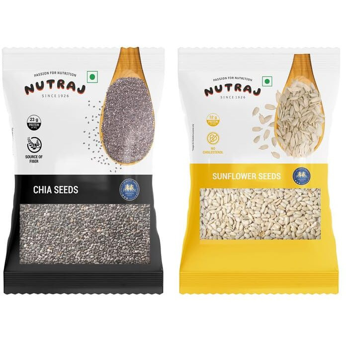 Nutraj Seeds Combo 200G | Sunflower & Chia Seeds 100G Each | Seeds For Eating | Seed Cycling | Seed Cycling Seeds Combo