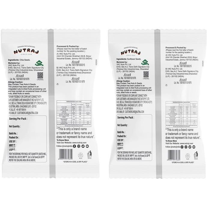 Nutraj Seeds Combo 200G | Sunflower & Chia Seeds 100G Each | Seeds For Eating | Seed Cycling | Seed Cycling Seeds Combo