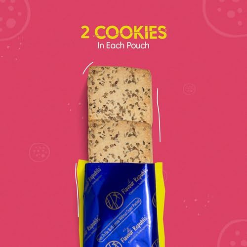 The Flavour Republic Sugar-Free Ajwain Cookies | High Fibre Balance Of Taste & Nutrition | Baked Healthy Tea Time Biscuits | For Kids & Families | Eggless Cookies Without Palm Oil (Pack Of 2 (300 Gm)