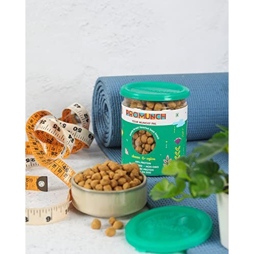 Promunch Roasted Soya Snack | High-Protein | Healthy | Gluten-Free | Pack Of 2, Flavour Cheese & Onion - 150G Each