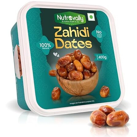 Nutrovally Foods 400G Dry Fruits Zahidi Dates Jar | Healthy & Nutritious Soft Khajoor | Khajur Rich In Iron, Fibre & Vitamins