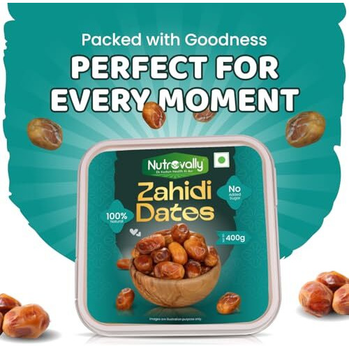 Nutrovally Foods 400G Dry Fruits Zahidi Dates Jar | Healthy & Nutritious Soft Khajoor | Khajur Rich In Iron, Fibre & Vitamins
