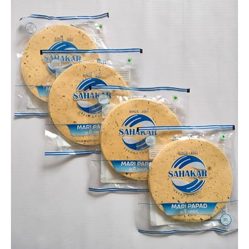 Sahakar Black Pepper Urad Papad (High Spicy) 800 Grm (4 Packs Of 200 Grm)