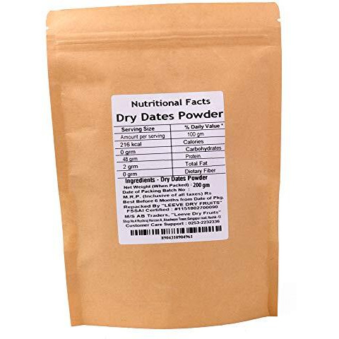 Leeve Dry Fruits Brand Fresh Dry Dates Powder | 200 Gms Pack | Natural Sweetener | Kharik Khajoor Date Powder