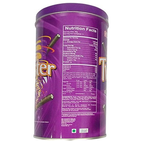 Delfi Twister Black Wafer Roll - Vanilla Cream, 320 Gm Tin