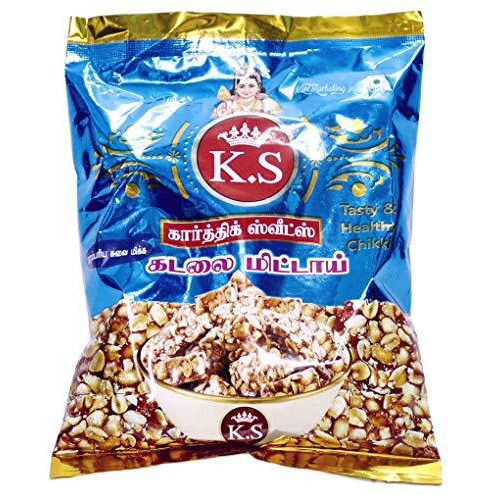 Ks Karthik Kovilpatti Kadalai Mittai-Burfi-250Gm X 2-Crushed Groundnut Chikki 200Gm X 1-Sesame Chikki Candy 200Gm X 1(900 Gm)