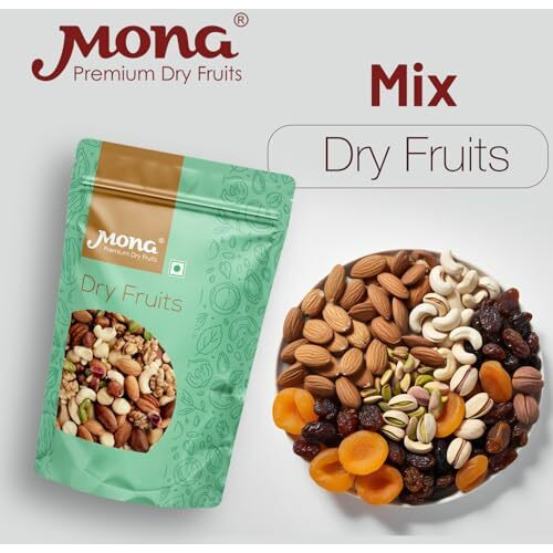 Mona Premium Mix Dry Fruits 500Gm Containing Almonds Cashew Raisins Anjeer And Apricots Fresh And Healthy Nut Mix Snacks