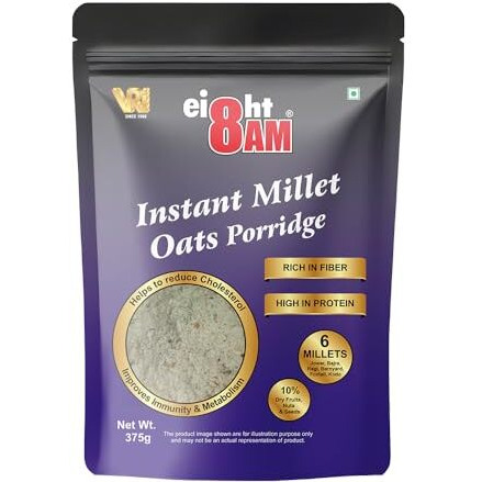 8Am Instant Millet Oats Porridge, 375G | 10% Dry Fruits, Nuts & Seeds With 6 Millets | Rich In Protein & Fiber, Nutritious & Healthy Breakfast Cereals, Essential For Good Health