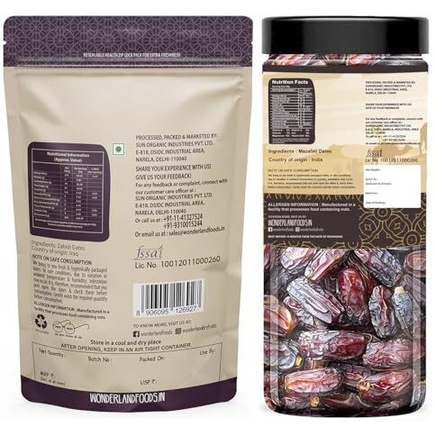Wonderland Foods 900G Premium Dates Combo Of Zahidi Dates 500G & Mazafati Dates 400G Combo | Healthy & Nutritious Soft Khajoor, Khajur Rich In Iron, Fibre & Vitamins