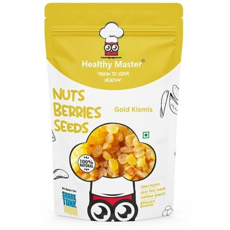 Healthy Master Gold Kismis (1Kg) Naturally Sun Dried | Seedless Dried Tasty Grapes | Premium Delicious Gold Raisins | Immunity Booster | Anti Oxidants | High In Fiber