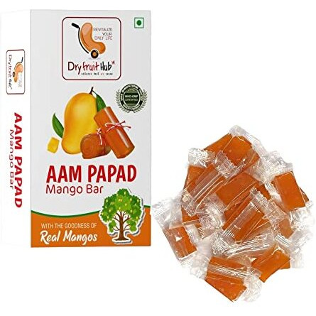Dry Fruit Hub Aam Mango Papad Toffee 1Kg Fruit Snacks Dried Mango Candy (Bite-Sized, Real Mango Pulp Candy),Dried Mango Papad