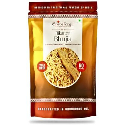 Spiceraga | Bikaneri Bhujia Pack Of 5 | No Palm Oil | Pure Groundnut Oil | No Trans Fat | Crispy & Spicy Teatime Snack | Healthy Namkeen Bhujia | 100% Natural Ingredients | 160G Each