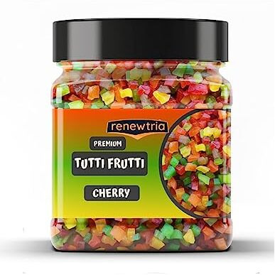 Renewtria Multicolor Tutti Frutti | Fresh Cherries For Cakes & Cookies Decoration | Jar Pack | (400G)