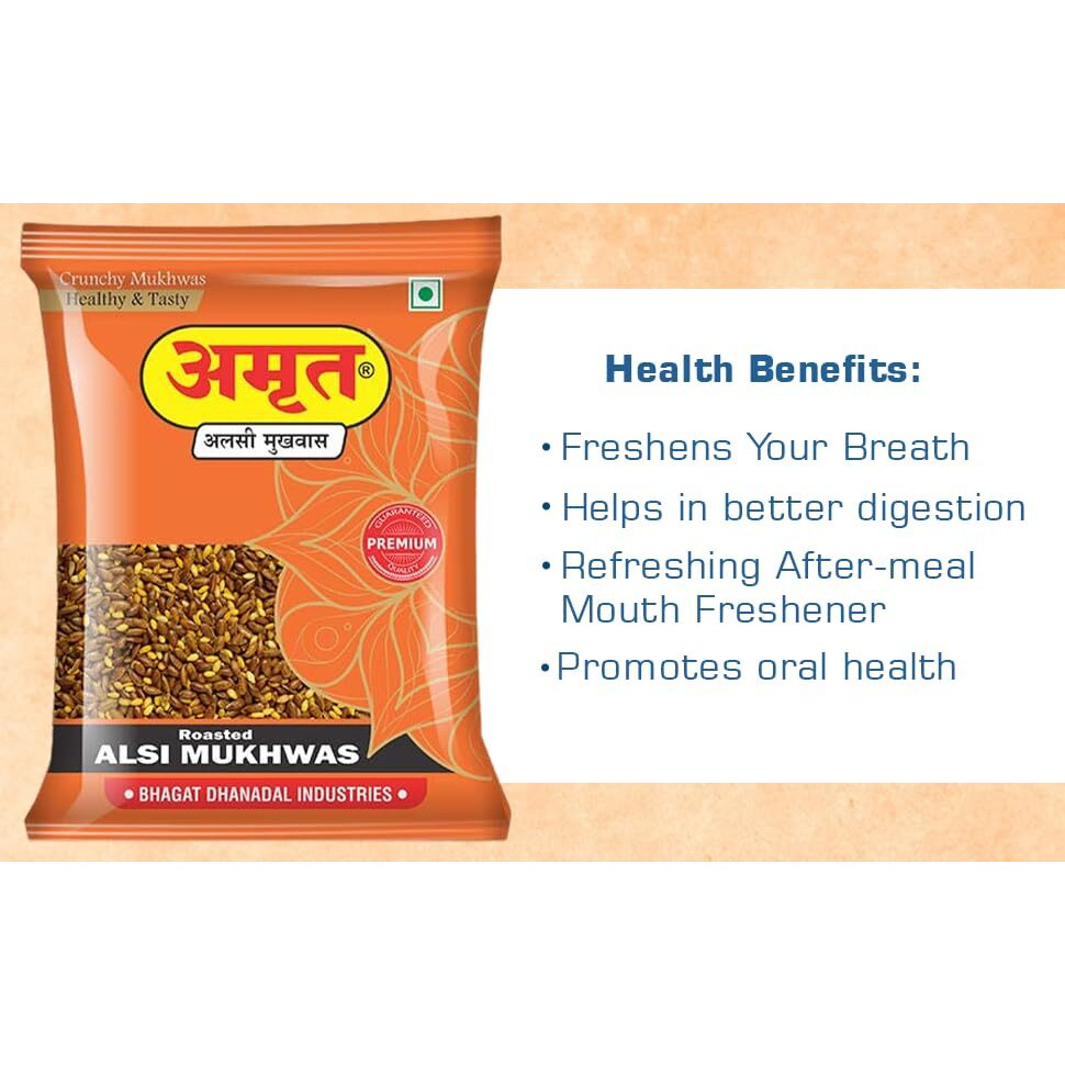 Amrut Roasted Alsi (Flex Seeds) Mukhwas - (200Gm X 4  800G) (Pack Of 4)| Digestive Crunchy And Tasty Mouth Freshener Traditional Mukhwas Ready To Eat