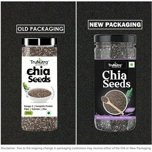Trunutra - Chia Seeds-600G Seeds For Eating | Omega 3 & Calcium Rich | 100% Natural & Healthy Snack Diet Nuts Seeds For Weight Manage 200Gm Pack Of 3