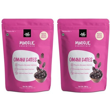 Eat Anytime Mindful Omani Dates | High Protein Dates | Gluten Free, Improve Brain | Khajoor Dates |All Natural, No Preservatives | Dates Dry Fruits | Omani Dates - 1000Gm (Pack Of 2)