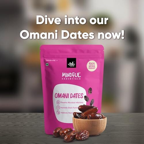 Eat Anytime Mindful Omani Dates | High Protein Dates | Gluten Free, Improve Brain | Khajoor Dates |All Natural, No Preservatives | Dates Dry Fruits | Omani Dates - 1000Gm (Pack Of 2)