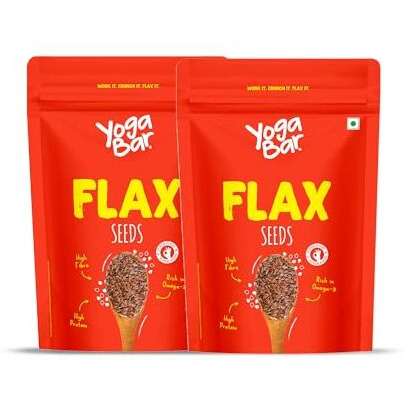 Yogabar Flaxseeds 500G (250G*2, Pack Of 2) | Buy 1 Get 1 Free | Rich In Omega-3 & Antioxidants | Supports Skin Health, Gut Health & Weight Management | Superfood For Healthy Eating | Healthy Snacks For Weight Loss