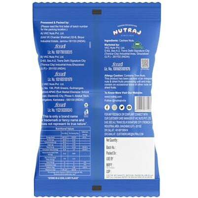 Nutraj Whole W320 Cashew Nuts 100G Pouch | Kaju | Dry Fruits And Nuts | Grocery Items