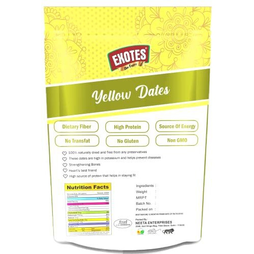 Exotes Premium Dry Fruits (Yellow Dates/ Peela Khajoor), 250 G