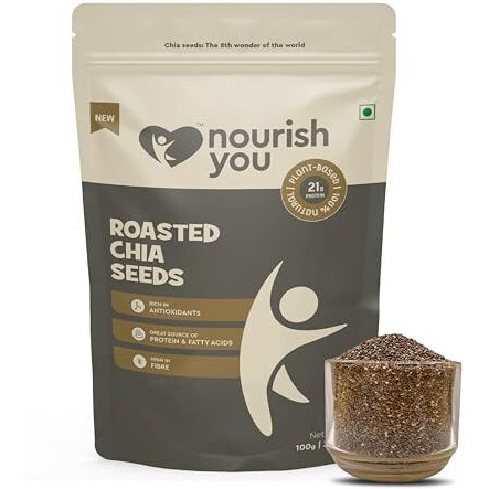 Nourish You Roasted Black Chia Seeds | Fibre Rich Seeds | Diet Food | Antioxidants | Healthy Snacks | Nutrients Rich | High In Protein & Fatty Acids |100 Gm