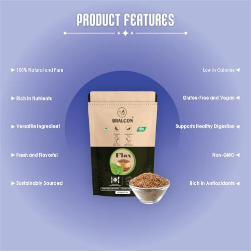 Bralcon Raw Organic Flax Seeds -100G | Unroasted Flax Seeds For Eating With Omega 3 And Rich In Fiber, Calcium & Protien For Weight Loss | Flax Seeds For Hair Growth| Diet Snacks | Alsi