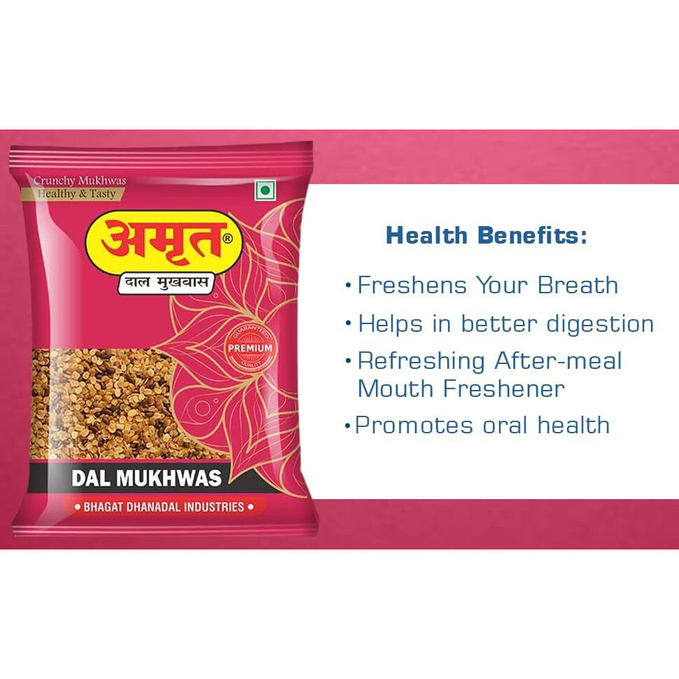 Amrut Dal Mukhwas, (200Gm X 4  800G) (Pack Of 4), Dhana Dal Mukhwas Digestive Crunchy And Tasty Mouth Freshener Traditional Refreshing Dhanadal Mukhwas Ready To Eat