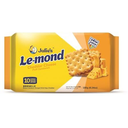 Julie's Lemond Puff Sandwich Cheddar Cheese Cream Sweet And Savory Snack 180Gm