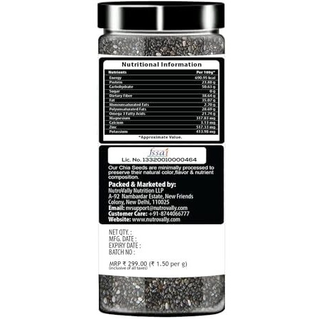 Nutrovally Chia & Quinoa Seeds Combo (200G Each) | Rich In Omega-3, Fiber & Antioxidants | Raw Superfoods For Weight Management & Health