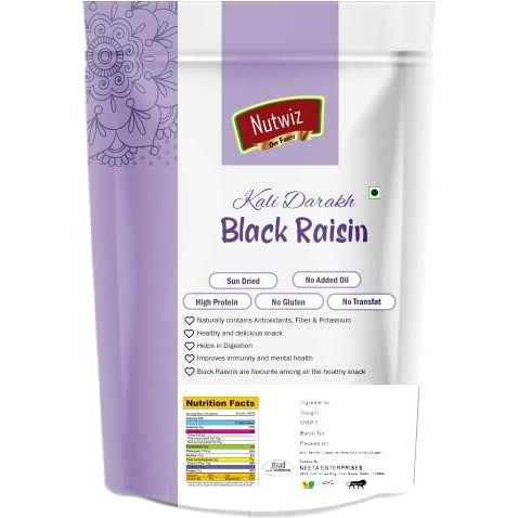 Nutwiz Nuts And Seeds (Black Raisins/Kali Darakh), Fresh, 800 Gram