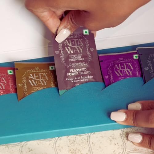 The Aftaway Assortment Box 85Gm - Premium Traditional Indian Mouth Freshener, All 9 Flavours Trial Sachets, After-Meal Refreshment, Perfect For Gifting And Snacking, Travel-Friendly Indian Mukhwas