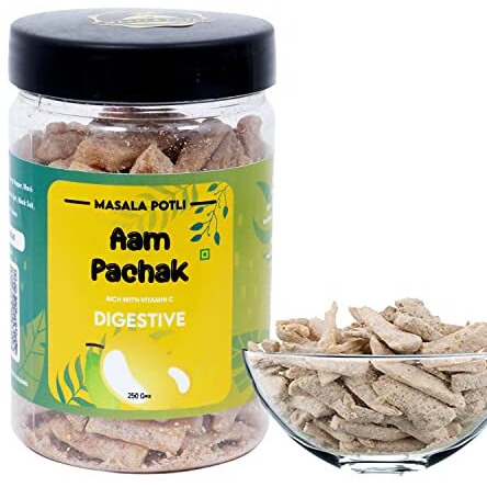 Masala Potli Chatpata Aam Papad, After Meal Digestives Mukhwas Masala Mango Chips, Digestive Churan | Hygienically Prepared & Packed (250 Grams, Pet Jar)
