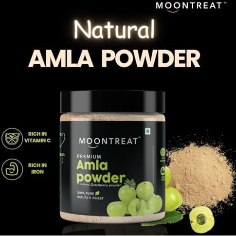 Moontreat Amla Powder 300Gm For Eating & Drinking - Pure Indian Dried Gooseberry Powder, Natural Hair & Skin Booster, 100% Natural - Preservatives Free