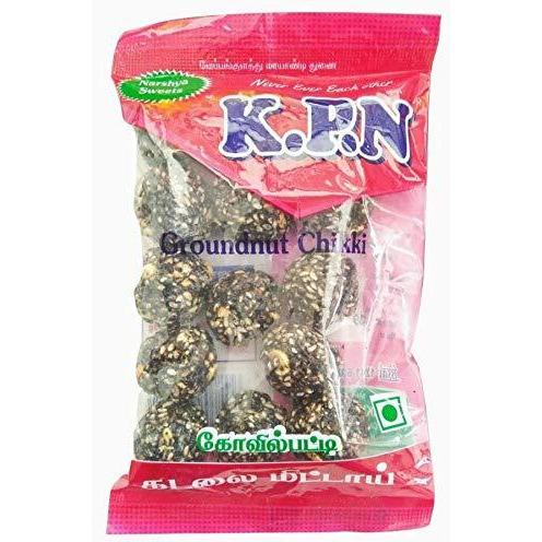 Kpn Kovilpatti Ellu Urundai Black Sesame Chikki Candy Balls - Pack Of 5 X 10 Pieces