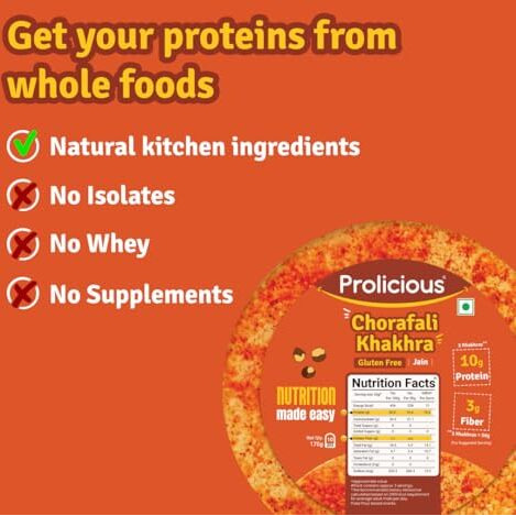 Prolicious Gluten Free Snacks Combo (Pack Of 7) | No Palm Oil | Crispy | Gluten Free Chorafali Khakhra (170G) | Peri-Peri, Desi Masala, Masala Noodles Thins(Pack Of 2, 50 Grams Each)