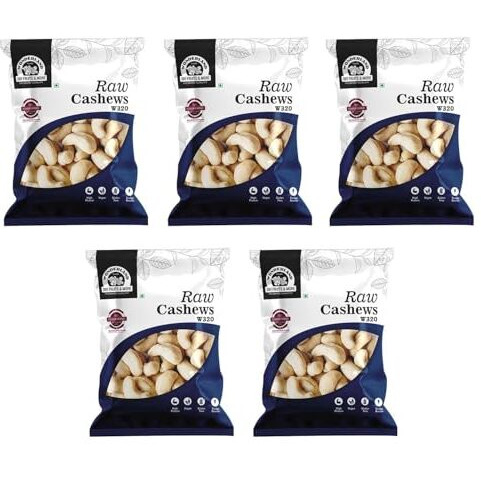 Wonderland Foods (Device) 500 Gram (100G X 5) Whole Raw Cashew (Kaju) W320 Grade Pouch