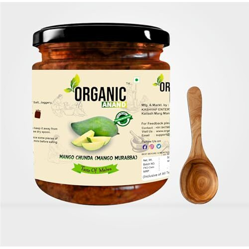Organic Anand Handmade Mango Murabba 500 Gram Aam Ka Murabba Grated Mango Chunda Authentic No Preservative (Pack Of 1)