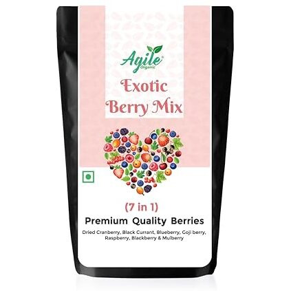 Agile Organic Berry Mix 400G | Dried Berries | Healthy Snacks | Cranberry | Blueberry | Raspberry | Blackberry | Mulberry | Goji Berry | Black Currant | Antioxidants | Berries | Kids Snacks | Vegan ( Berries Mix 400 Gram)