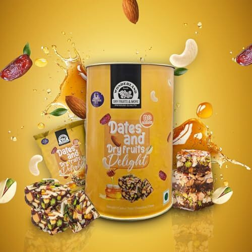 Wonderland Foods 200G Premium Dates & Dry Fruits Delight | Date Bites | Dates Barfi Made With Honey & Pure Ghee, Wet Dates, Almonds, Cashews, Pistachios