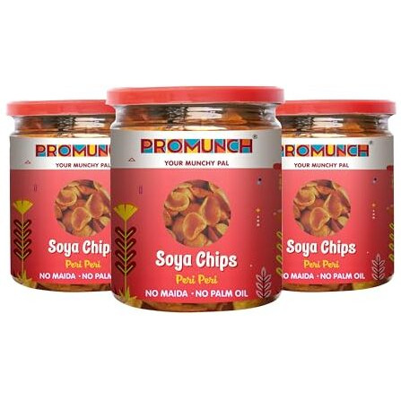 Promunch Peri Peri Soya Chips  High-Protein, Guilt-Free Crunchy Snack | No Palm Oil, No Maida, Healthy & Savory Protein Treat (80G, Pack Of 3)