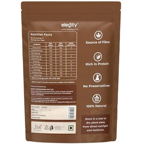 Elegity 100% Natural Plain California Almonds Pouch 250 Gm | Nutritious & Delicious Badam | High In Fiber & Boost Immunity | Rich In Protein, Tasty Nuts | No Preservatives Added In Dry Fruit