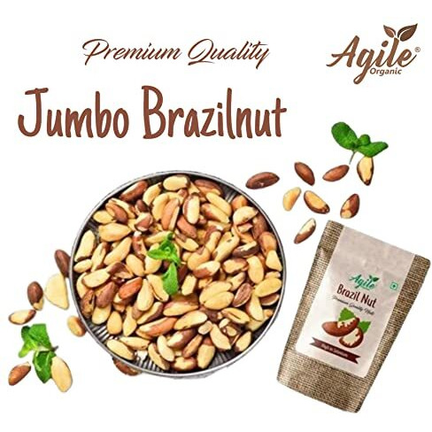 Agile Organic Jumbo Brazil Nuts 150G - Whole, Raw And Unsalted | Immunity Boosting | Rich In Selenium And Magnesium [ Brazilian Nuts, Premium | Grade A | Rich In Selenium | Product Of Peru]