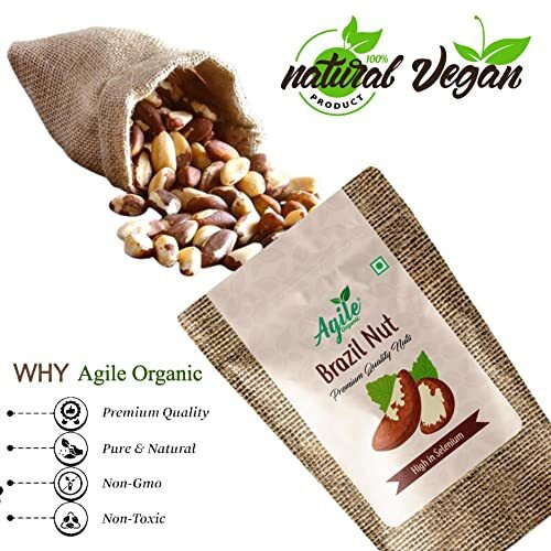 Agile Organic Jumbo Brazil Nuts 150G - Whole, Raw And Unsalted | Immunity Boosting | Rich In Selenium And Magnesium [ Brazilian Nuts, Premium | Grade A | Rich In Selenium | Product Of Peru]