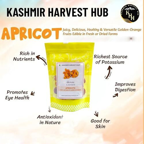 Kashmir Harvest Hub Ladakhi Apricots - 1Kg | 100% Natural & Premium | Pure & Authentic | Organic | Premium | Dried Khubani | A++ Grade | Direct From Ladakh