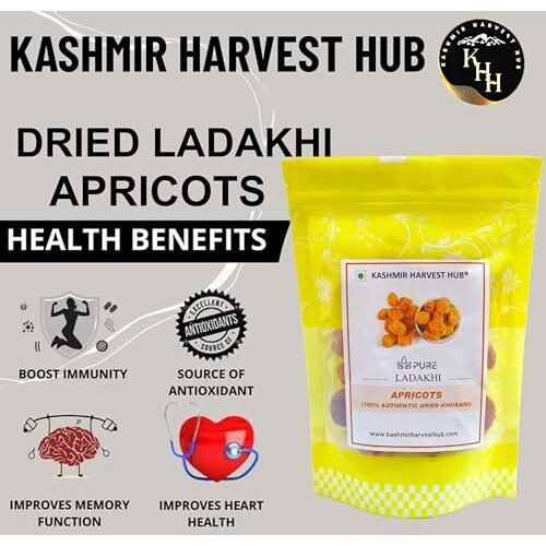 Kashmir Harvest Hub Ladakhi Apricots - 1Kg | 100% Natural & Premium | Pure & Authentic | Organic | Premium | Dried Khubani | A++ Grade | Direct From Ladakh