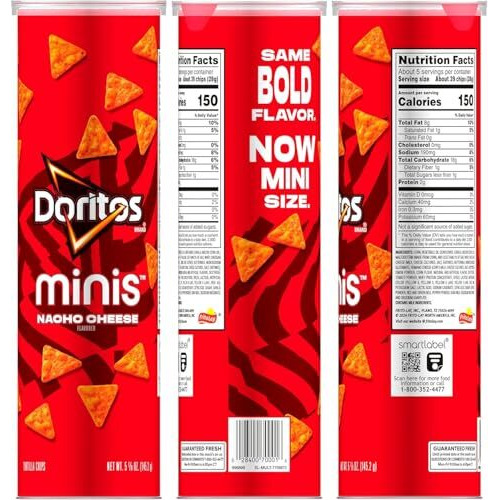 Doritoss Nacho Cheese Flavoured. Minis Tortilla Chips. Bite Into The Cheesy Goodness Of Nacho Cheese Flavoured 145.2G (Usa)